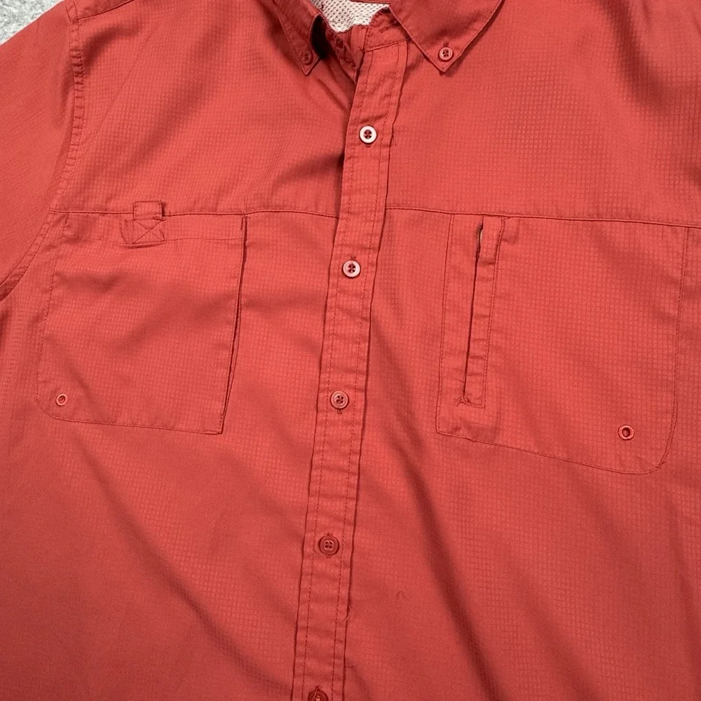 XCaster Outdoor Vented Fishing Shirt Men's XXL UPF + Sun Protection Coral Red - Picture 2 of 9